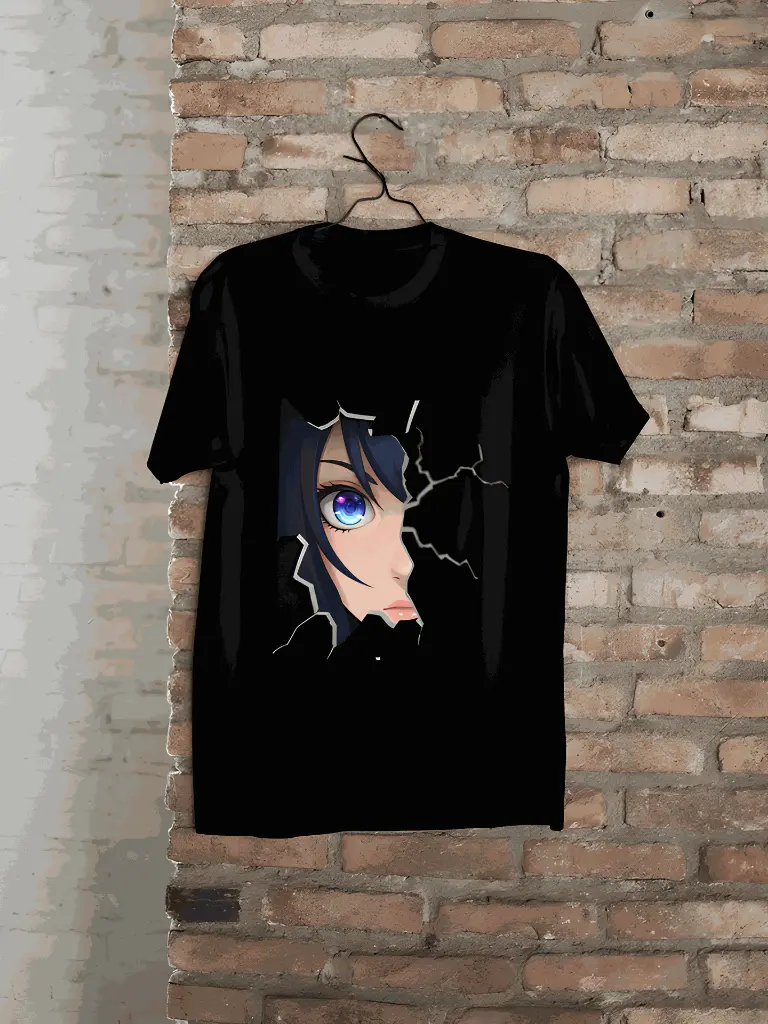 Anime Girl Broken Wall Mockup Hanging.webp