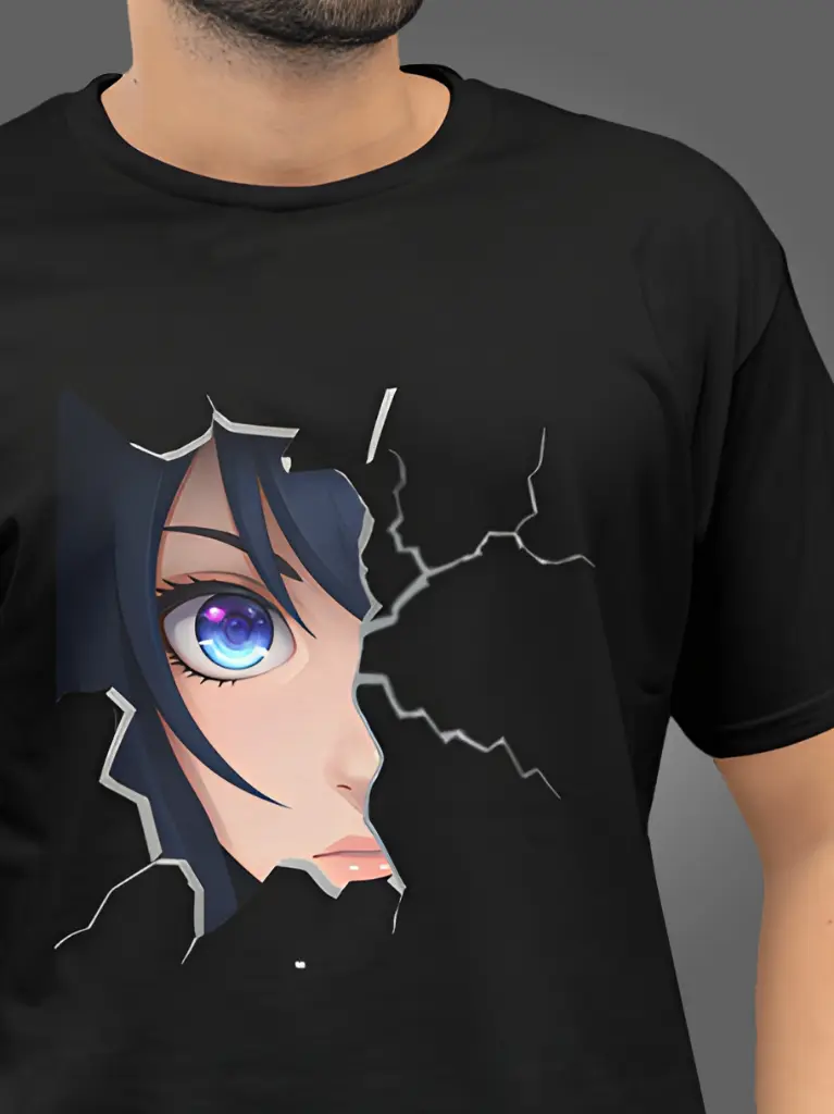 Anime Girl Broken Wall Mockup Neck.webp