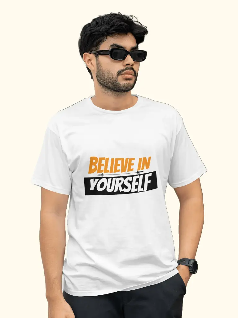 Marlech 'Believe In Yourself' Motivational T-Shirt | Pure Cotton | Stretchable | Half Sleeves | Unisex