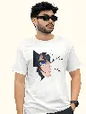 Marlech Abstract Anime Men’s T Shirt, Pure Cotton, Half Sleeves, White