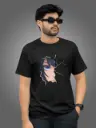 Marlech Anime Girl Printed T-Shirt for Men | Round Neck Pure Cotton Tee | Regular Fit | Black & White