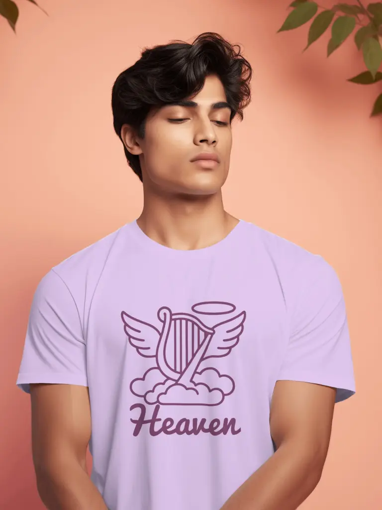 [McHvnLvRn1S] Marlech Classics “Heaven” Unisex T-Shirt | Angelic Design | Soft Pastel Aesthetic | Pure Cotton | Lavender (Small (36))