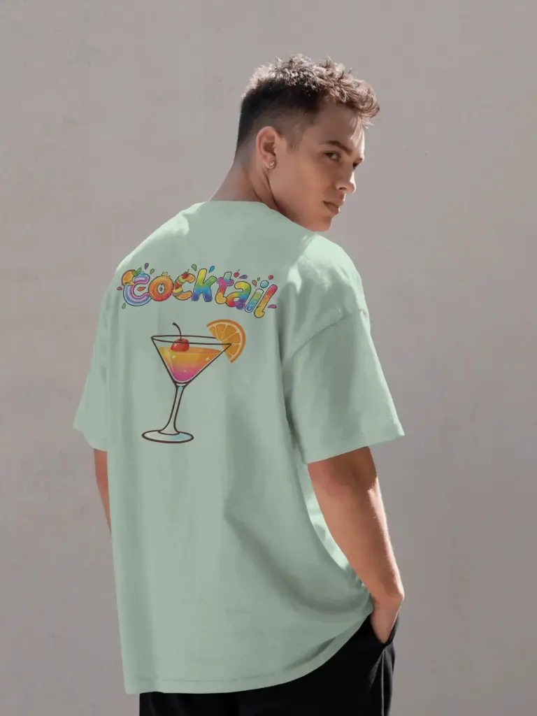 [MdCtlSgOsFb1S] Marlech Oversized “Cocktail” T-Shirt | Premium Streetwear for Chill Days & Night Outs (Small)