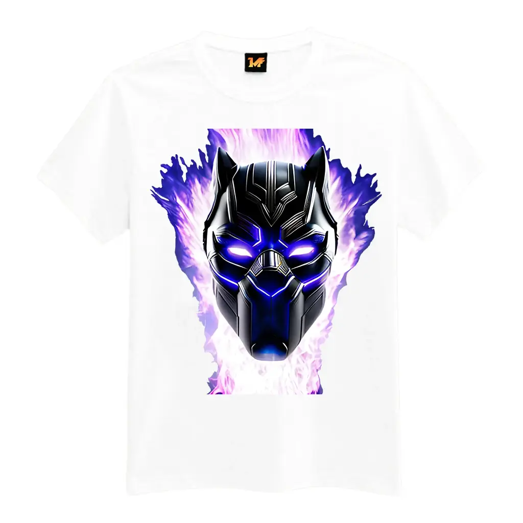 Marlech Black Panther Marvel, Men's T Shirt, Pure Cotton, Half Sleeves, White