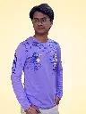 G Star Men's Purple Pure Cotton Full Sleeve Graphic Printed T-Shirt | Trendy Casual Wear