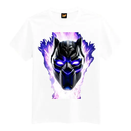 Marlech Black Panther Marvel, Men's T Shirt, Pure Cotton, Half Sleeves, White