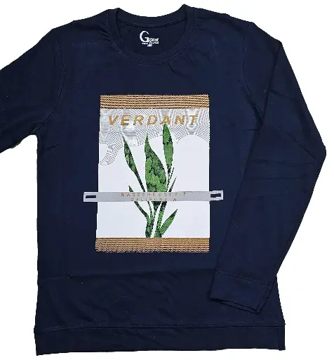 G Star Full Sleeves Pure Cotton Printed T Shirt (Deep Blue)