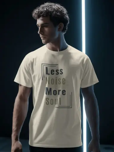 “Less Noise More Soul” Unisex T-Shirt | Minimal Quote Tee | 100% Cotton | Off White | Marlech Classics